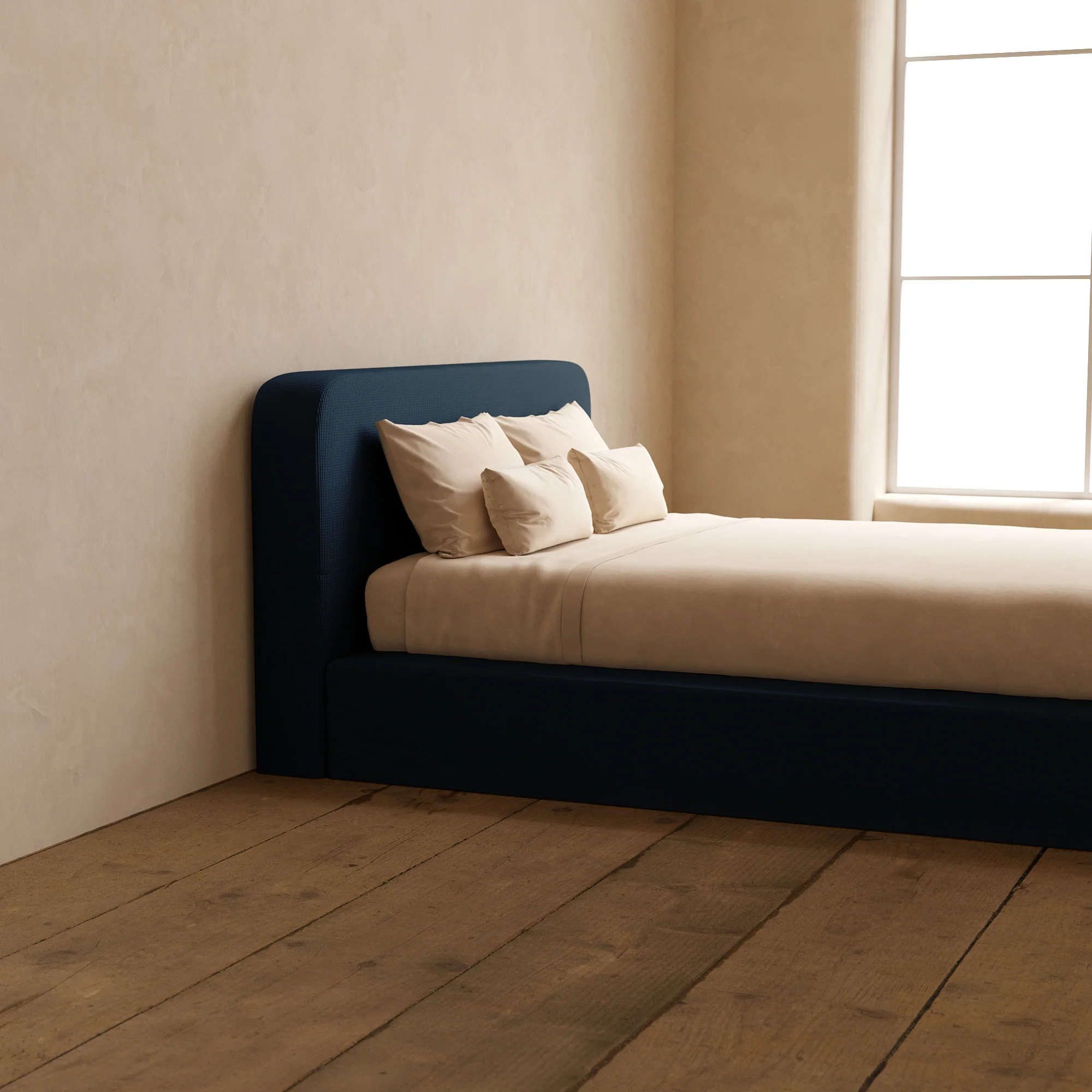 Slipcover Only - Queen Upholstered Platform Bed + Headboard | Mizu Weave in Sumi - Image 5