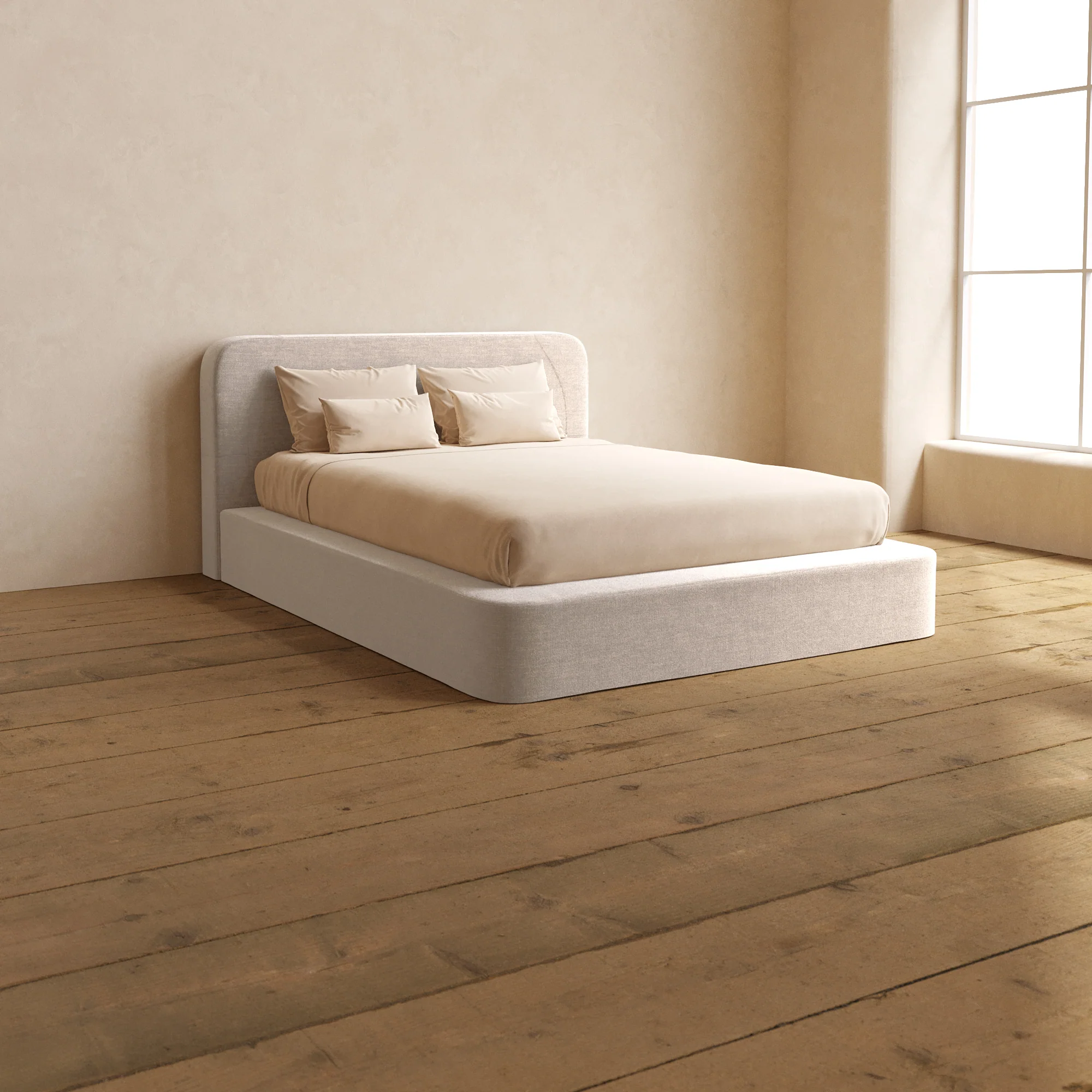 Slipcover Only - Queen Upholstered Platform Bed + Headboard | Mod Velvet in Mist