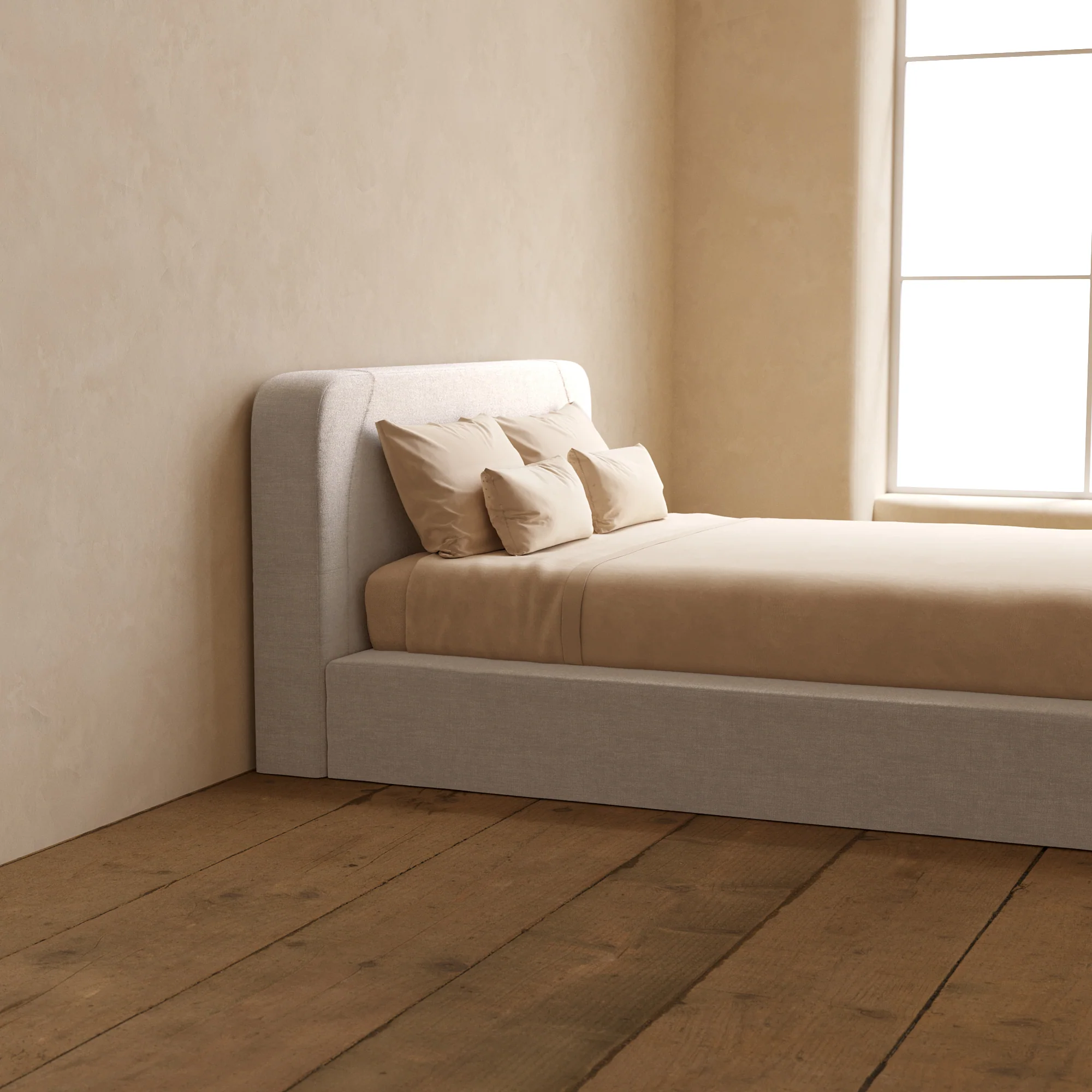 Slipcover Only - Queen Upholstered Platform Bed + Headboard | Mod Velvet in Mist - Image 5