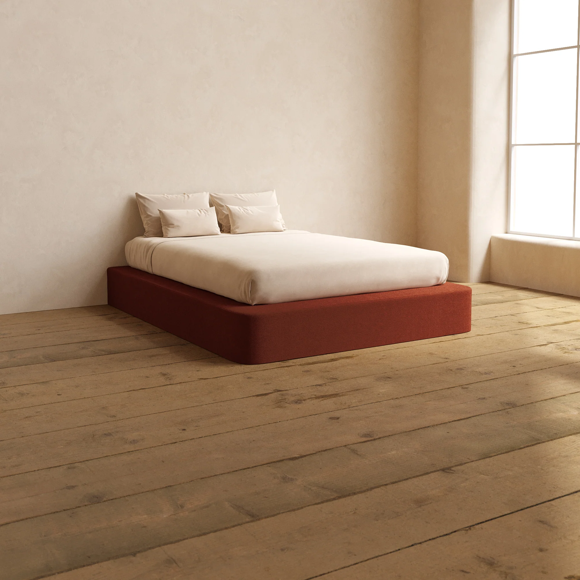 Slipcover Only - Queen Upholstered Platform Bed | Knit Velvet in Rust