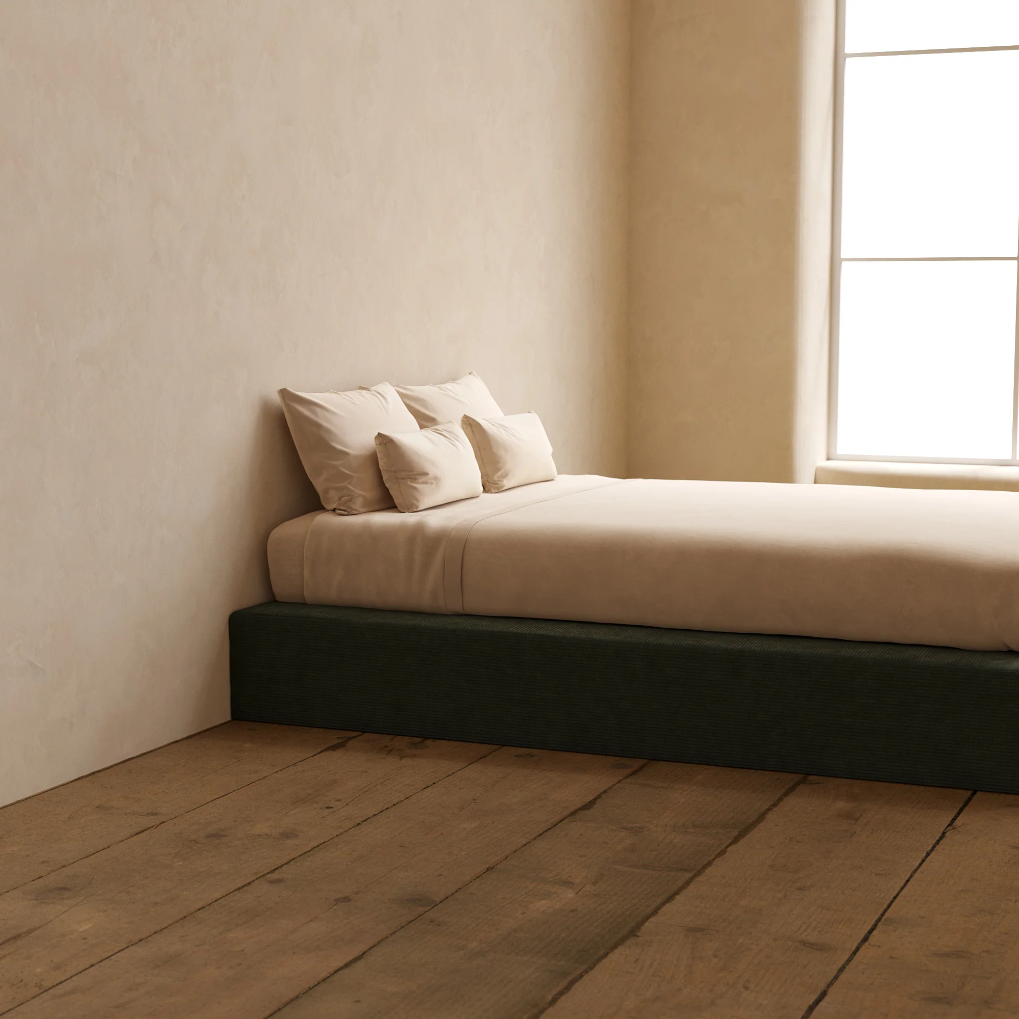 Slipcover Only - Queen Upholstered Platform Bed | Luxe Corduroy in Olivine - Image 5