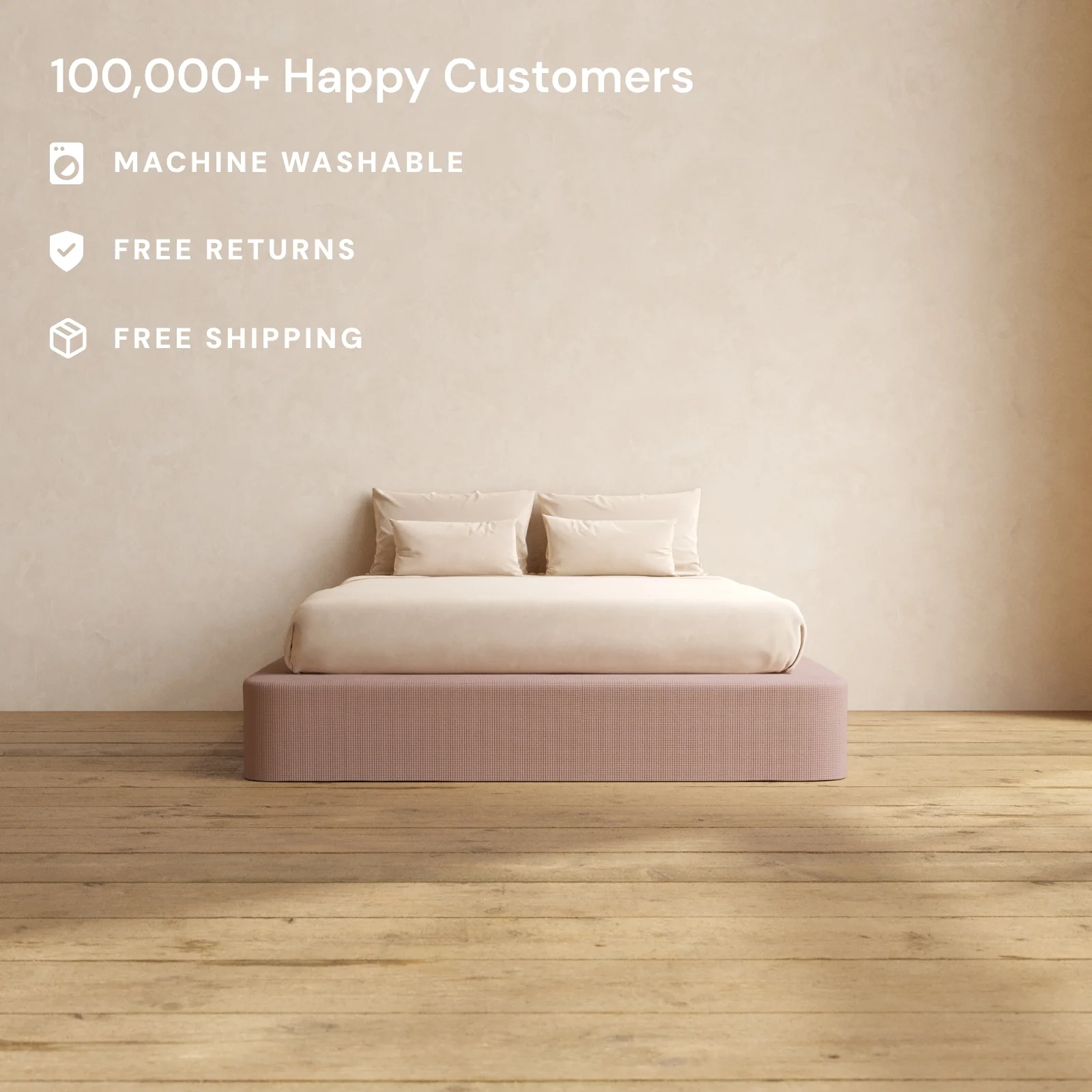 Slipcover Only - Queen Upholstered Platform Bed | Mizu Weave in Sakura - Image 2