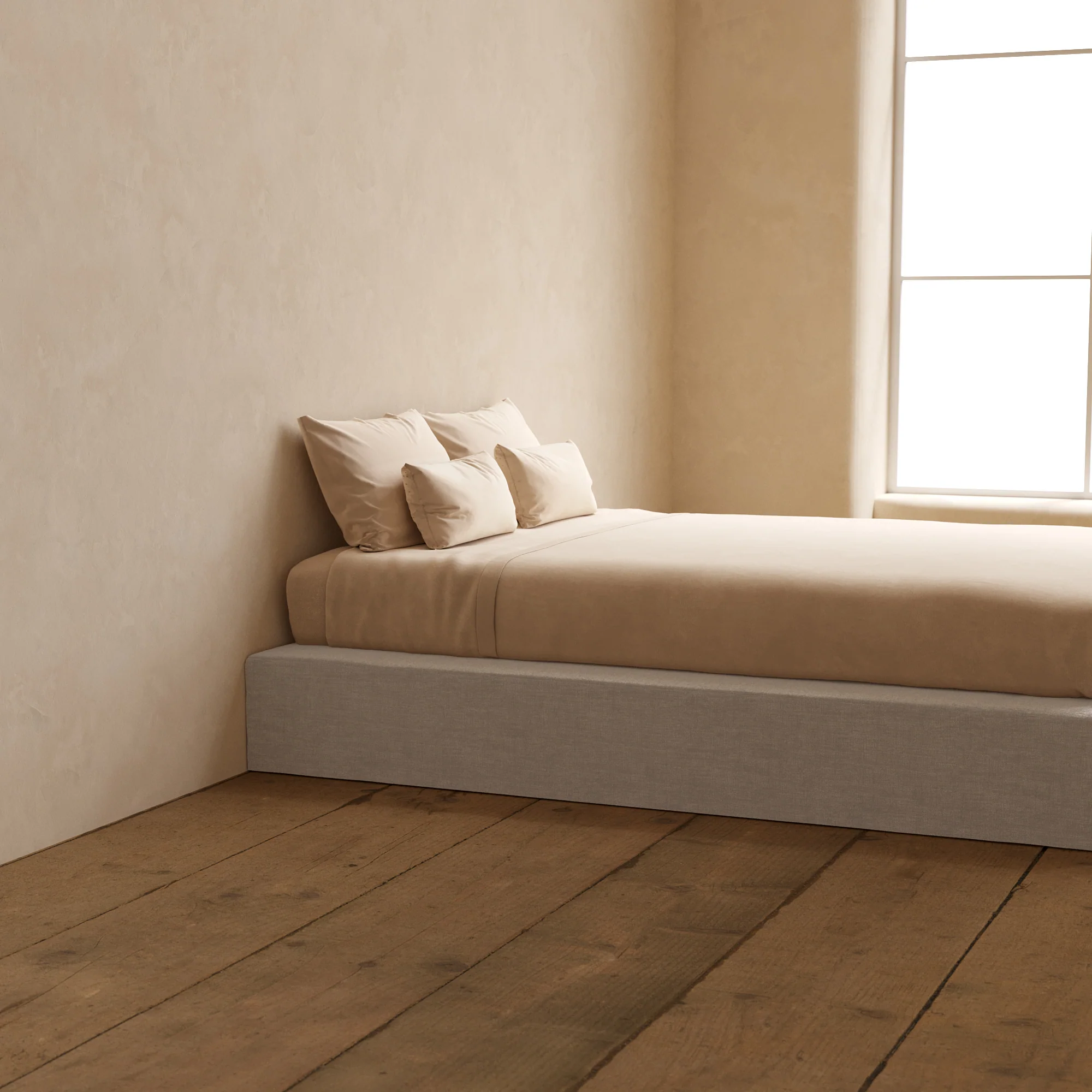 Slipcover Only - Queen Upholstered Platform Bed | Mod Velvet in Mist - Image 5