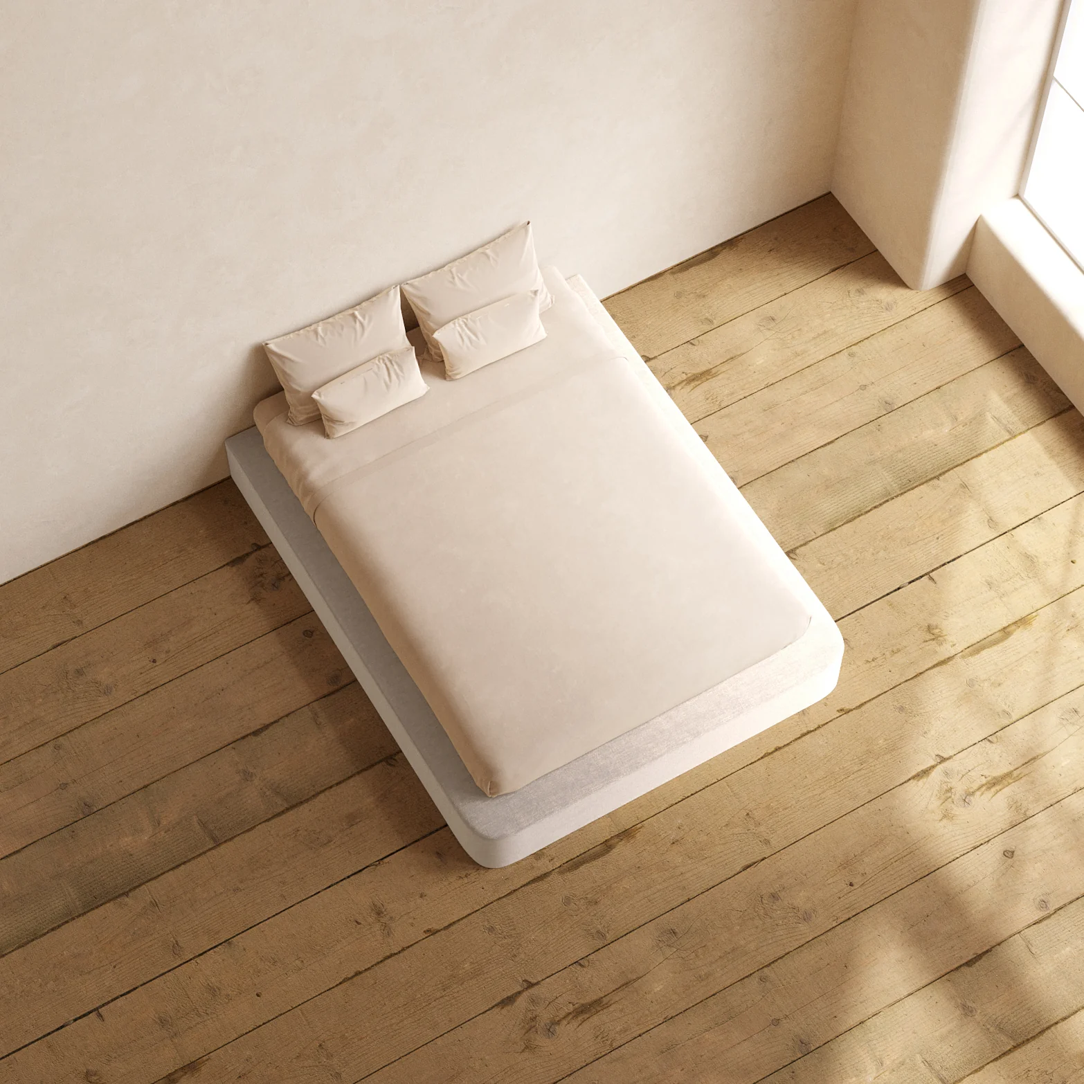 Slipcover Only - Queen Upholstered Platform Bed | Mod Velvet in Mist - Image 6