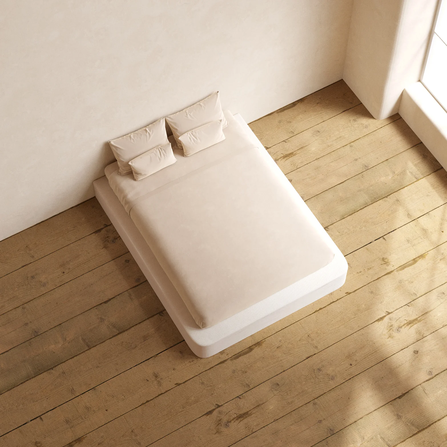 Slipcover Only - Queen Upholstered Platform Bed | Plush Weave in Eggshell - Image 6