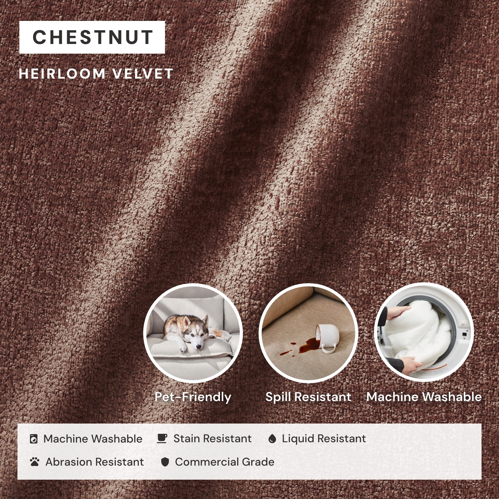 Slipcover Only - Washable Upholstered Dining Chair | 19” Back Height in Chestnut - Image 3