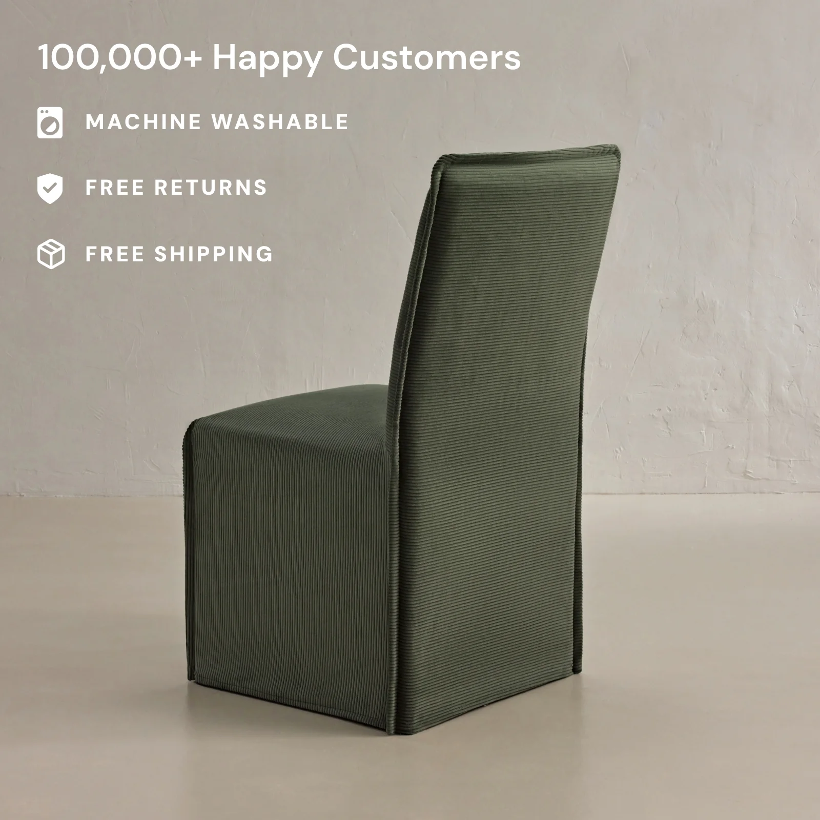Slipcover Only - Washable Upholstered Dining Chair | 19” Back Height in Olivine - Image 2
