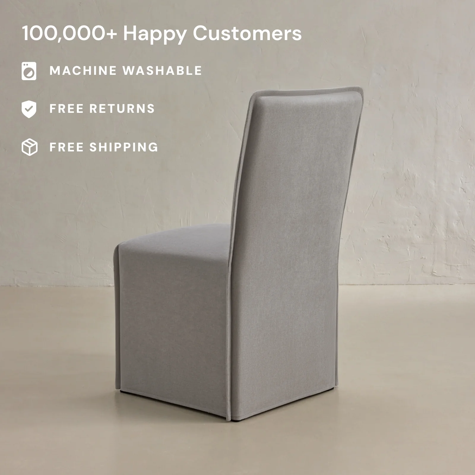 Slipcover Only - Washable Upholstered Dining Chair | 19” Back Height in Pumice - Image 2
