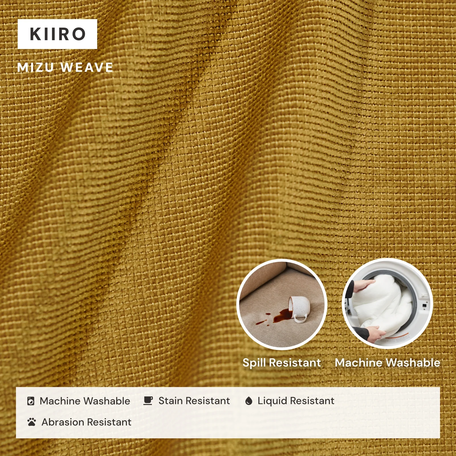 Square Performance Accent Pillow 16 x 16 in Kiiro - Image 3