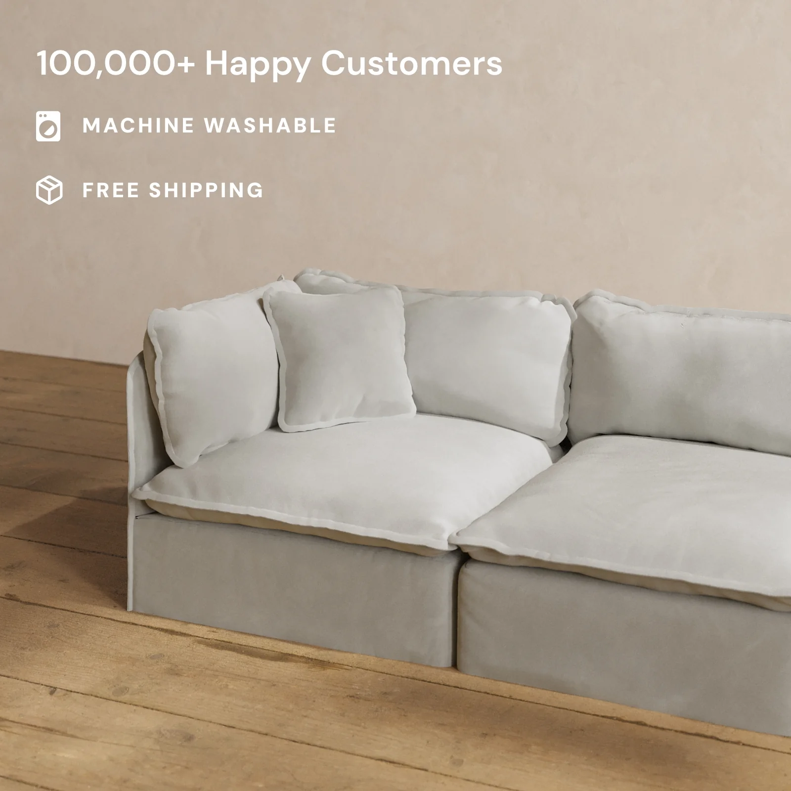 Square Performance Accent Pillow 16 x 16 | Plush Weave in Cloud - Image 2