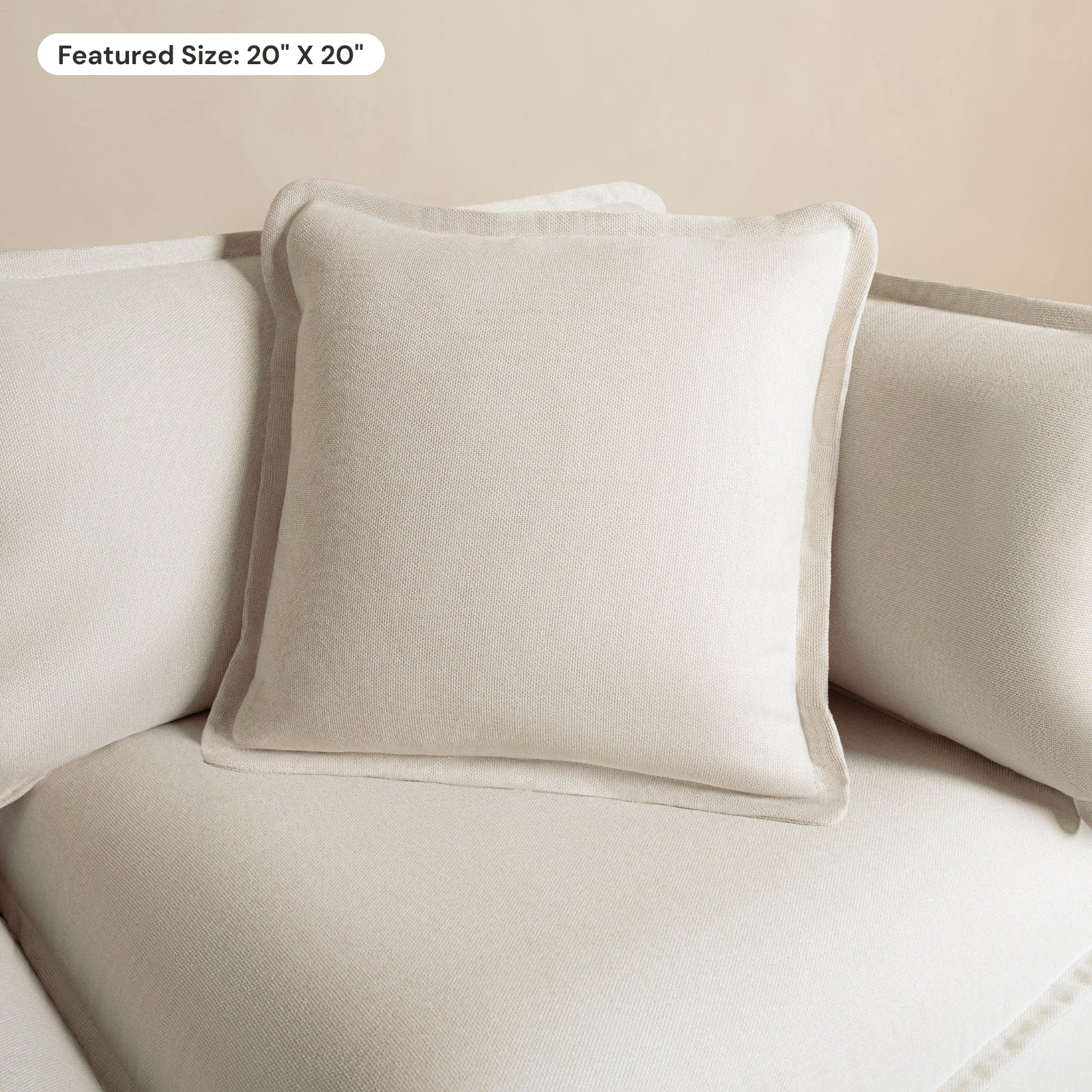 Square Performance Accent Pillow 16 x 16 | Plush Weave in Eggshell - Image 7