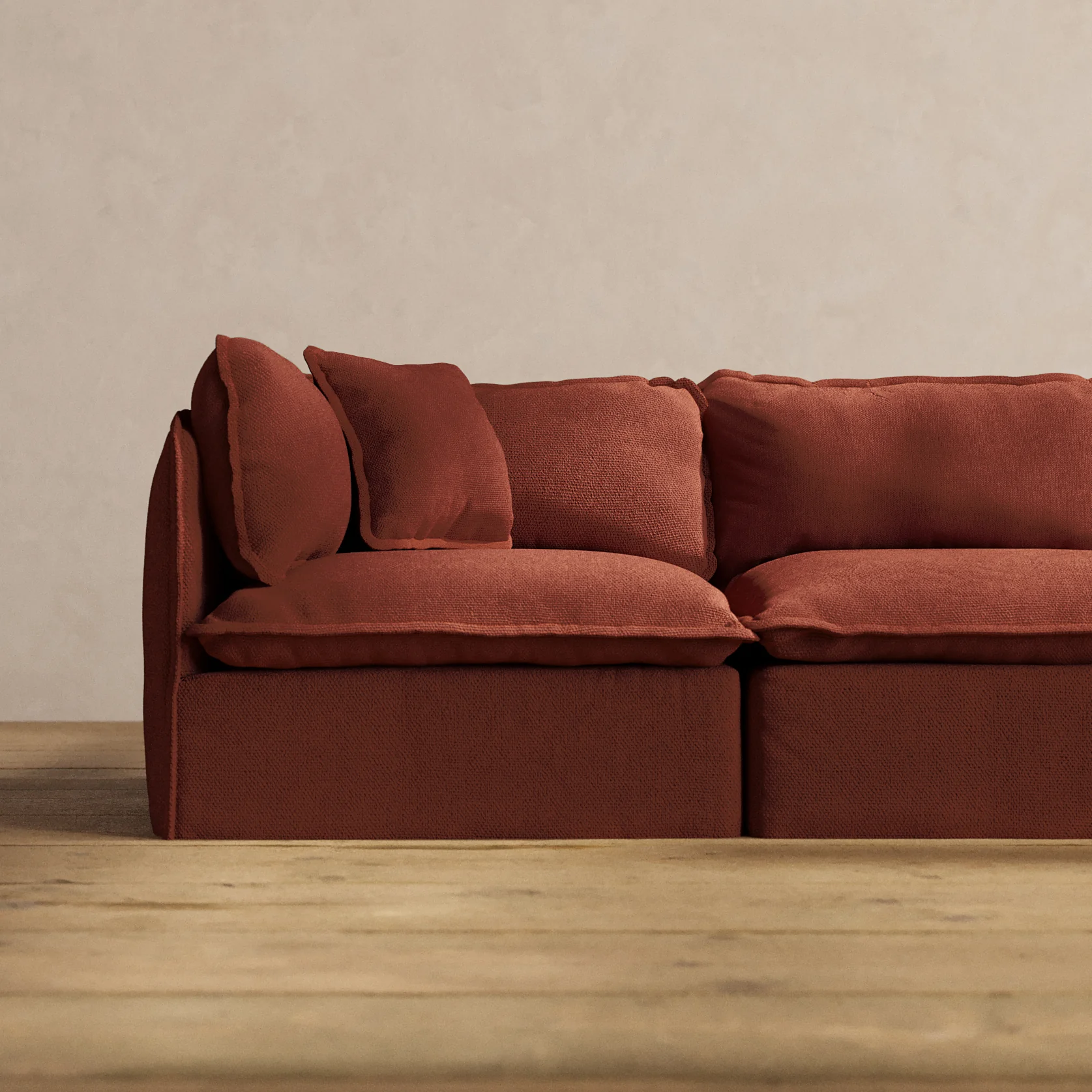 Square Performance Accent Pillow 16 x 16 in Rust