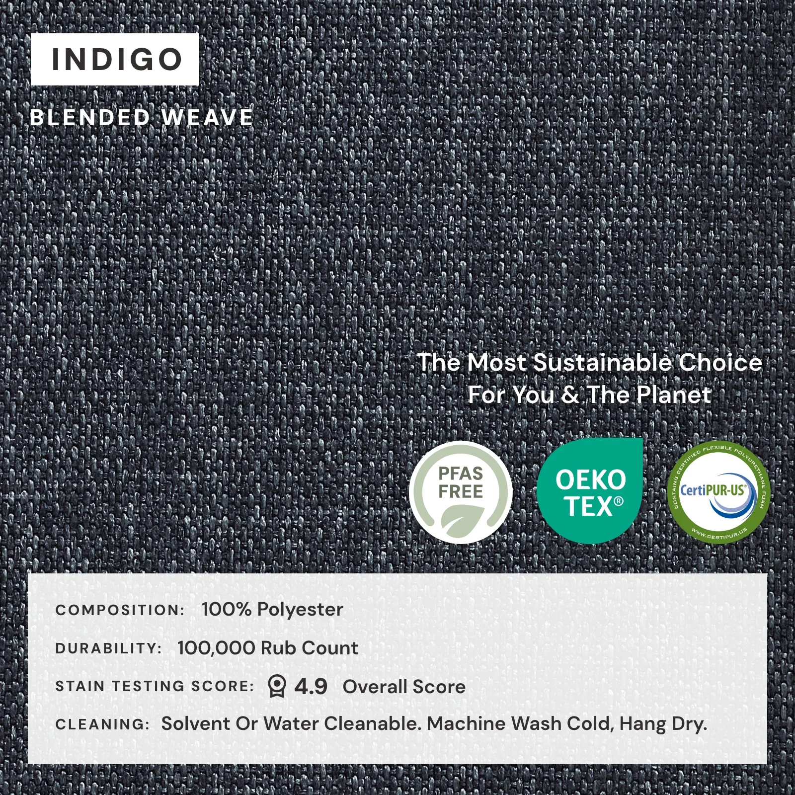 Square Performance Accent Pillow 18 x 18 | Blended Weave in Indigo - Image 4