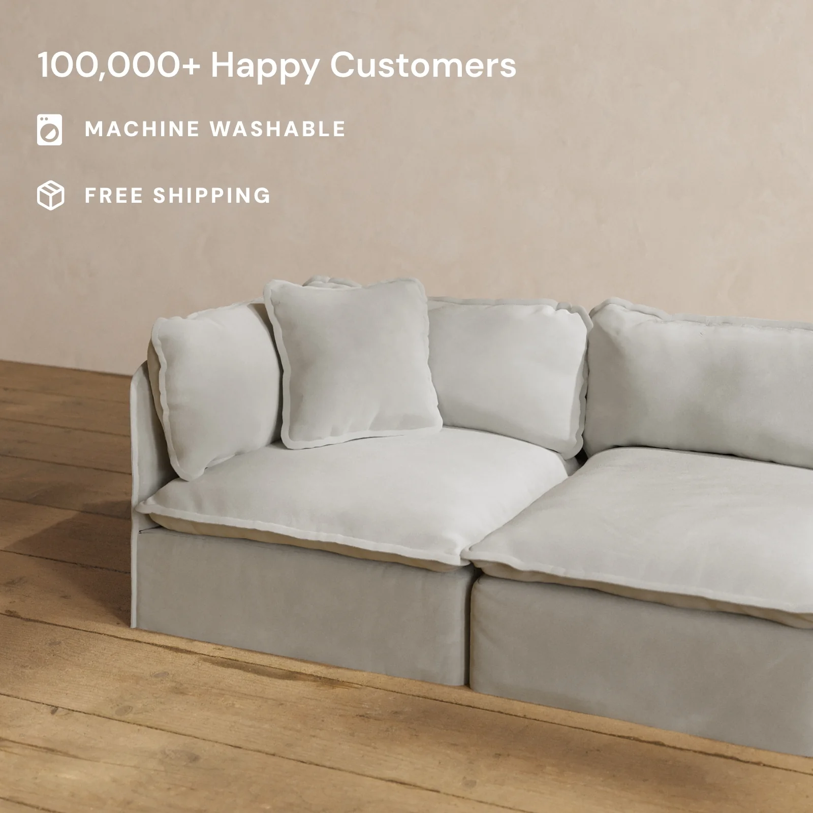 Square Performance Accent Pillow 18 x 18 | Plush Weave in Cloud - Image 2