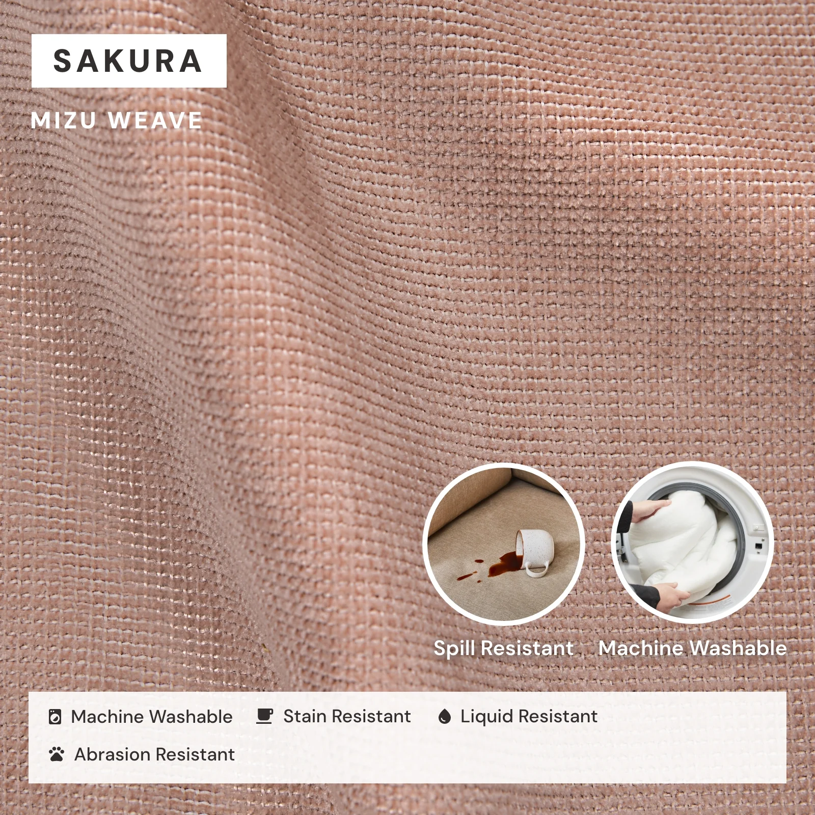 Square Performance Accent Pillow 18 x 18 in Sakura - Image 3