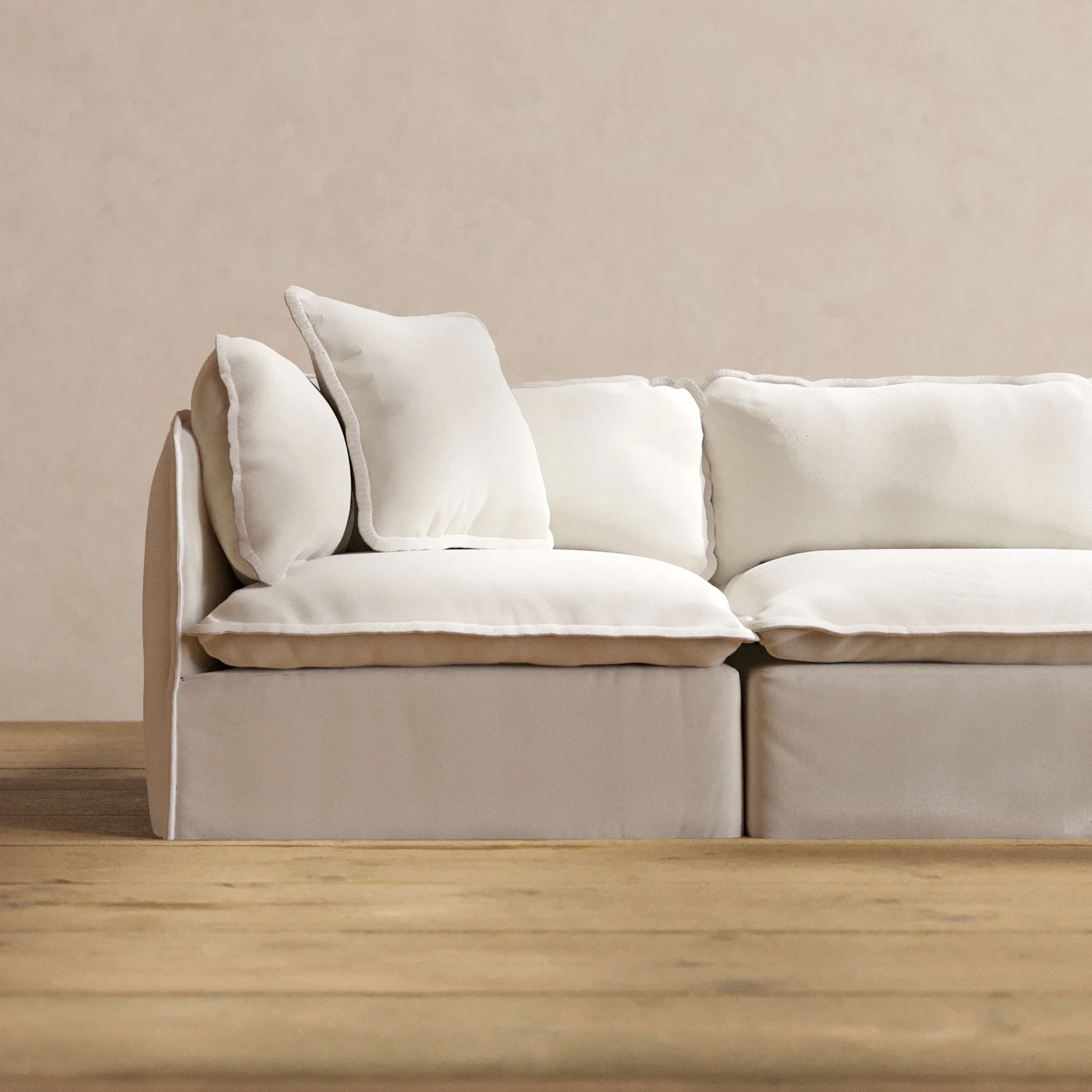 Square Performance Accent Pillow 20 x 20 | Blended Weave in Flour