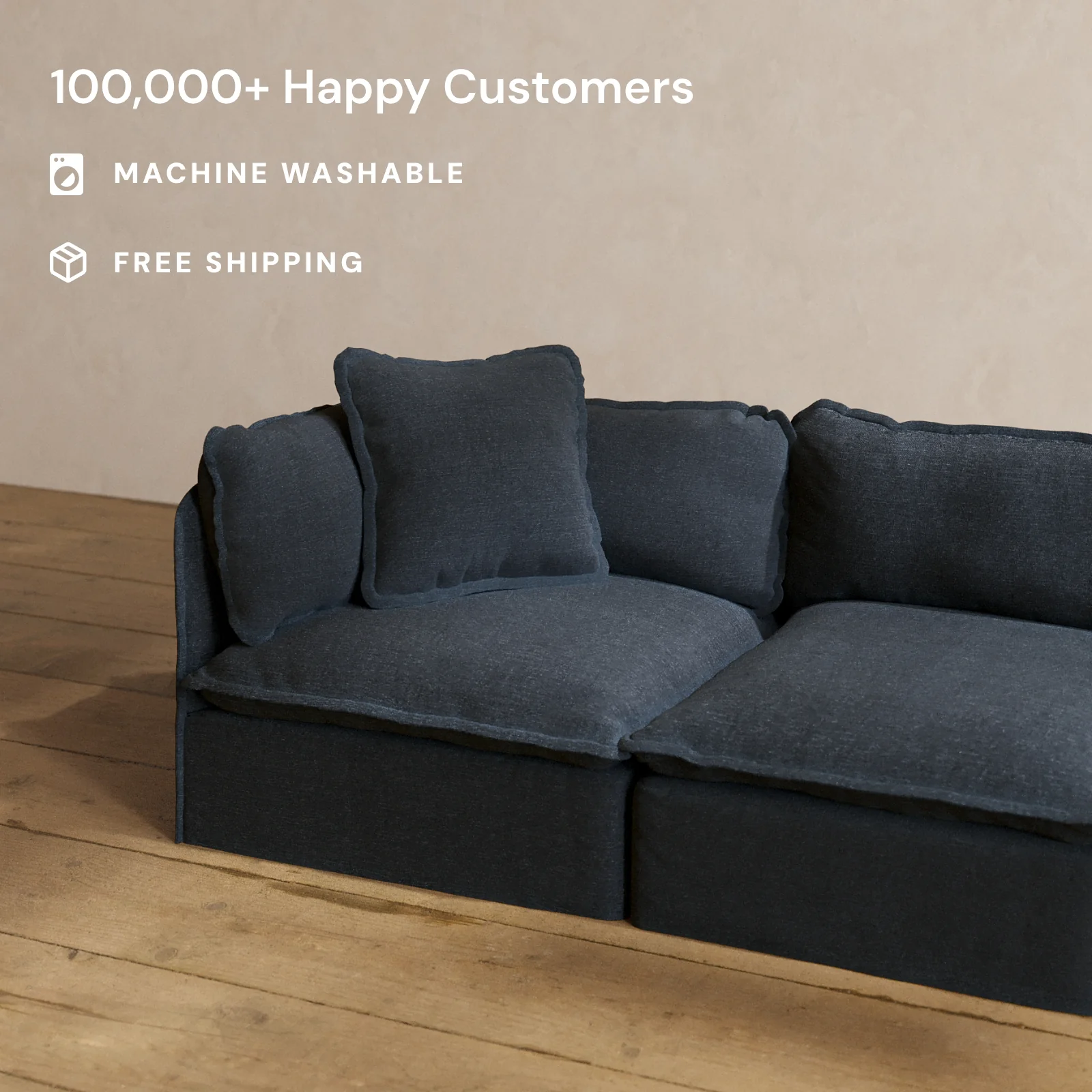 Square Performance Accent Pillow 20 x 20 | Blended Weave in Indigo - Image 2