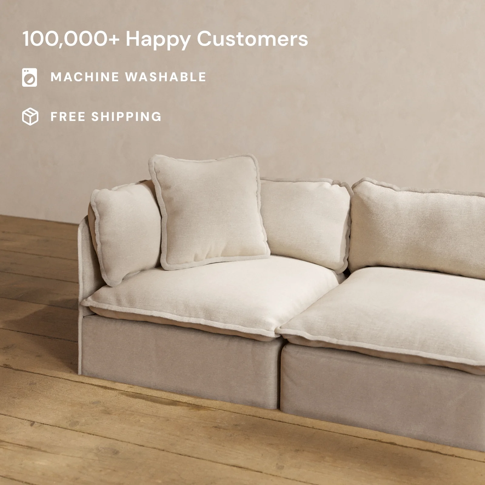 Square Performance Accent Pillow 20 x 20 | Blended Weave in Oat - Image 2