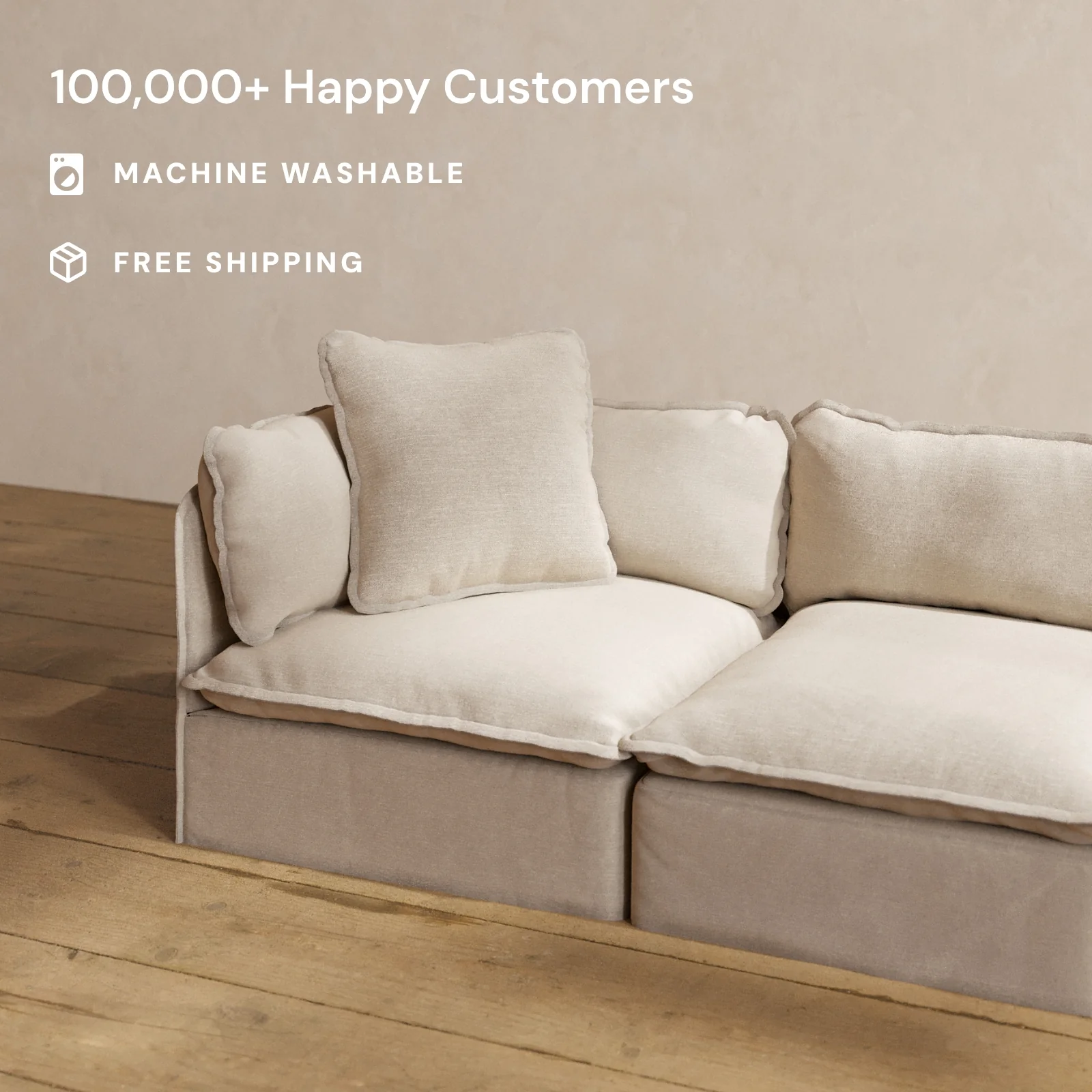 Square Performance Accent Pillow 22 x 22 | Blended Weave in Oat - Image 2