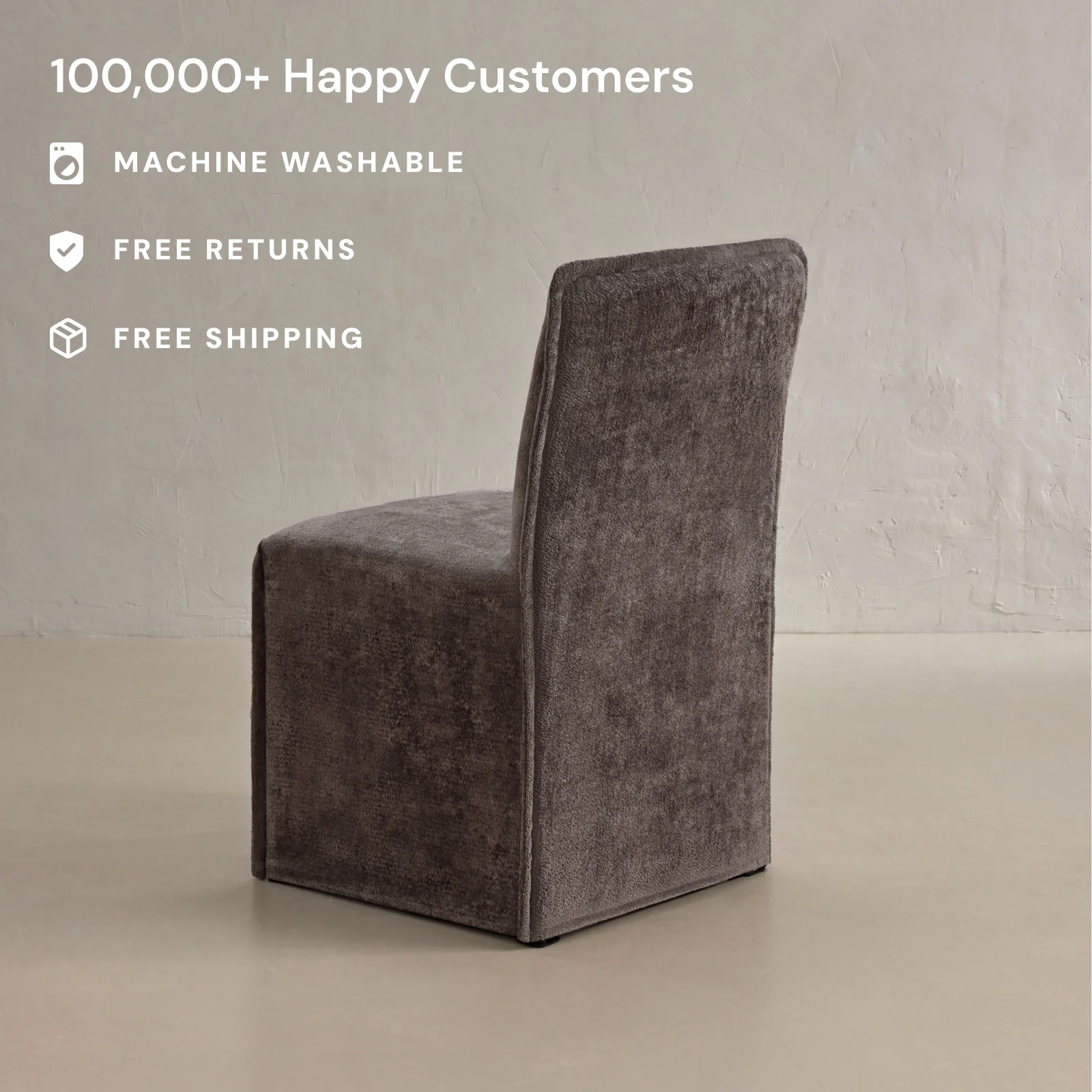 Washable Upholstered Dining Chair | 15" Back Height in Caviar (Set of 2) - Image 2