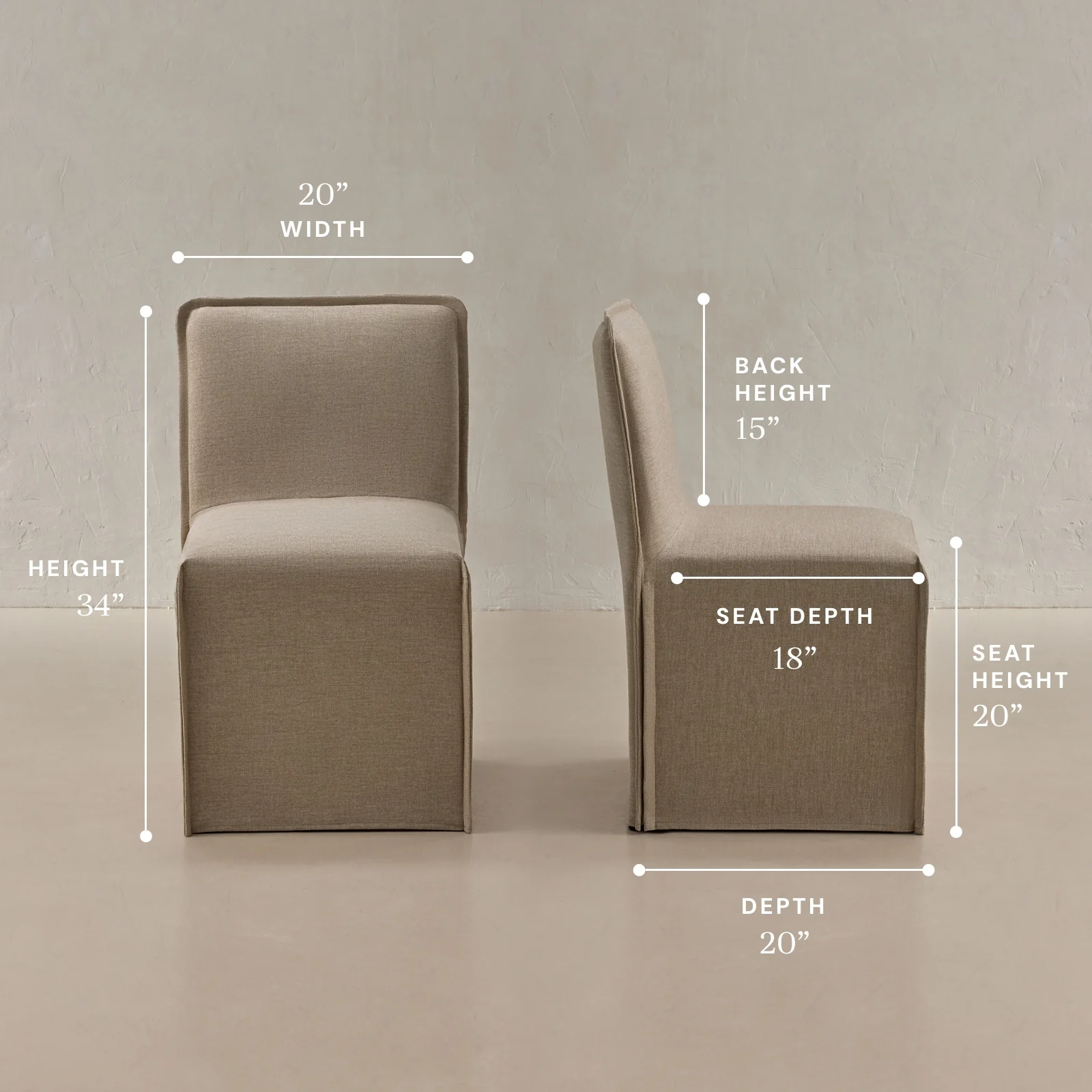 Washable Upholstered Dining Chair | 15” Back Height in Oat (Set of 2) - Image 5