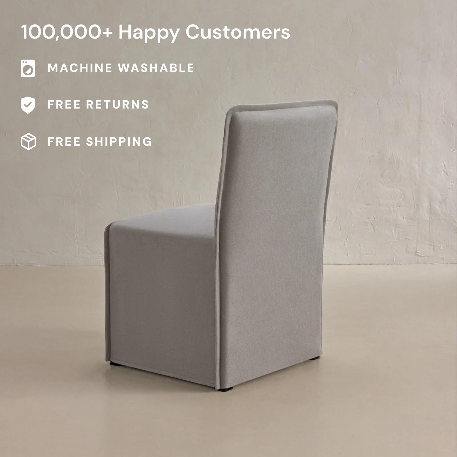 Washable Upholstered Dining Chair | 15" Back Height in Pumice (Set of 2) - Image 2