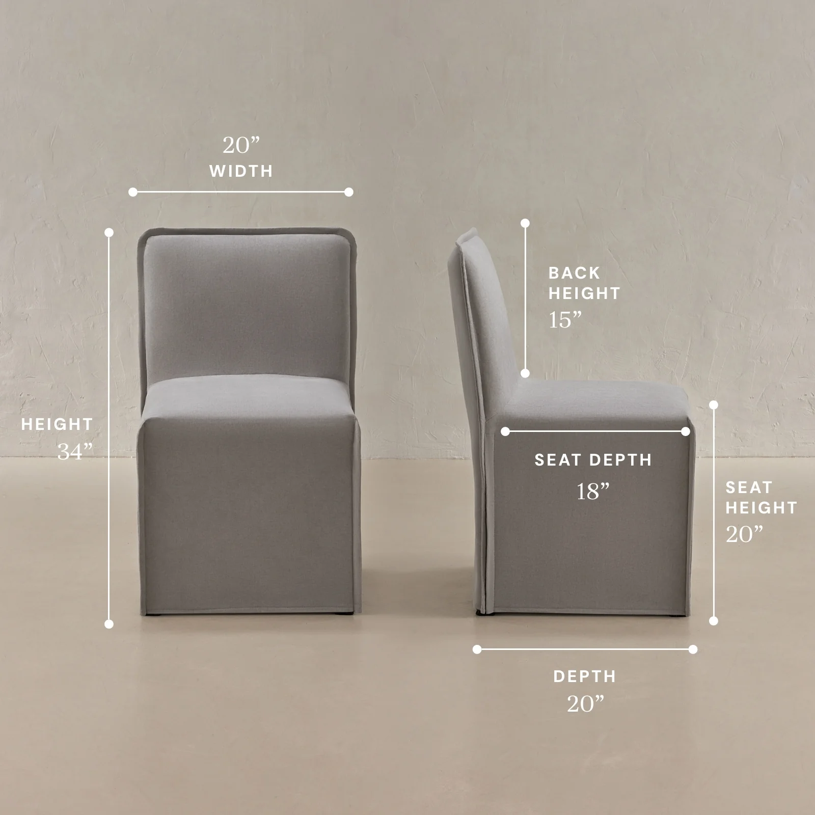 Washable Upholstered Dining Chair | 15" Back Height in Pumice (Set of 2) - Image 5