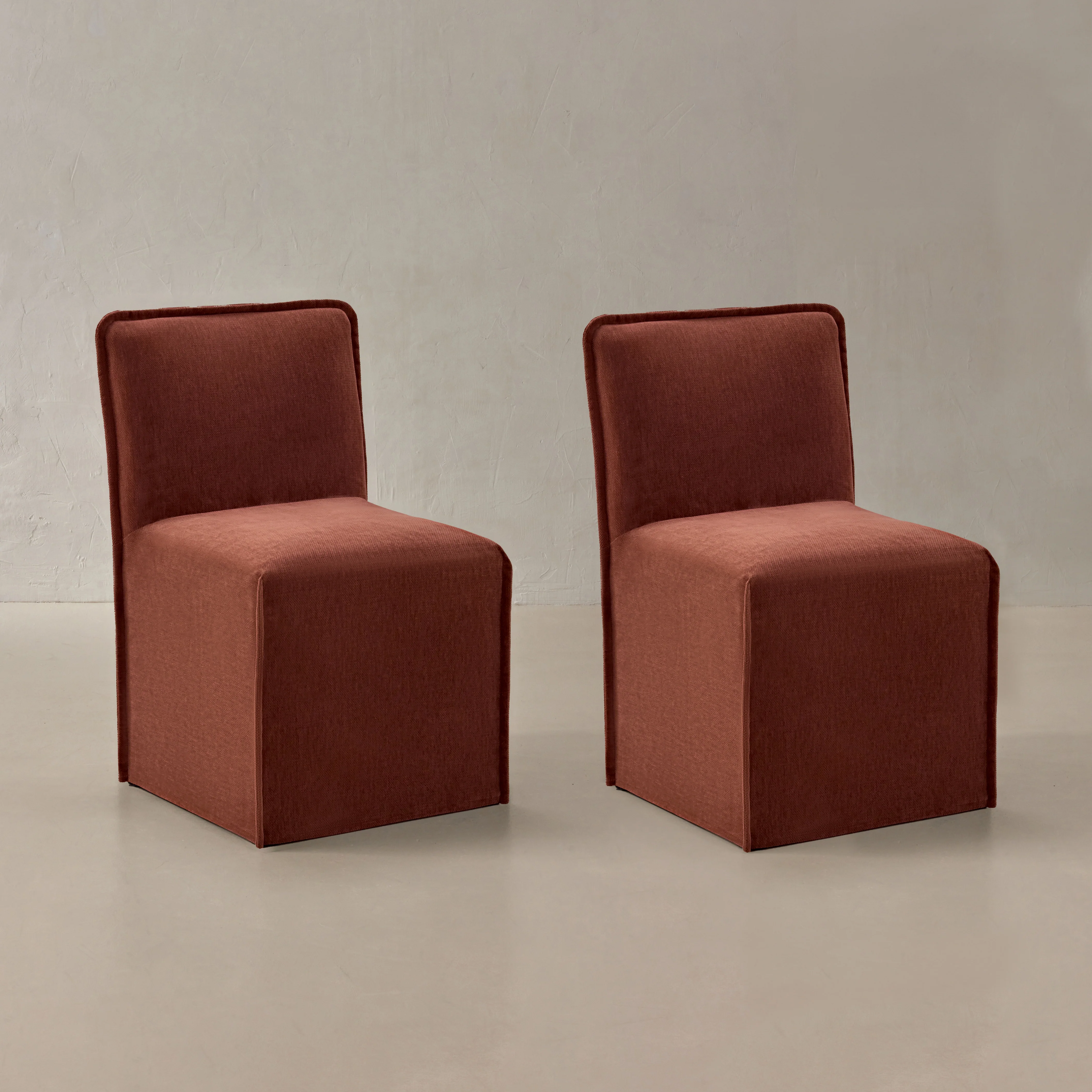Washable Upholstered Dining Chair | 15" Back Height in Rust (Set of 2)