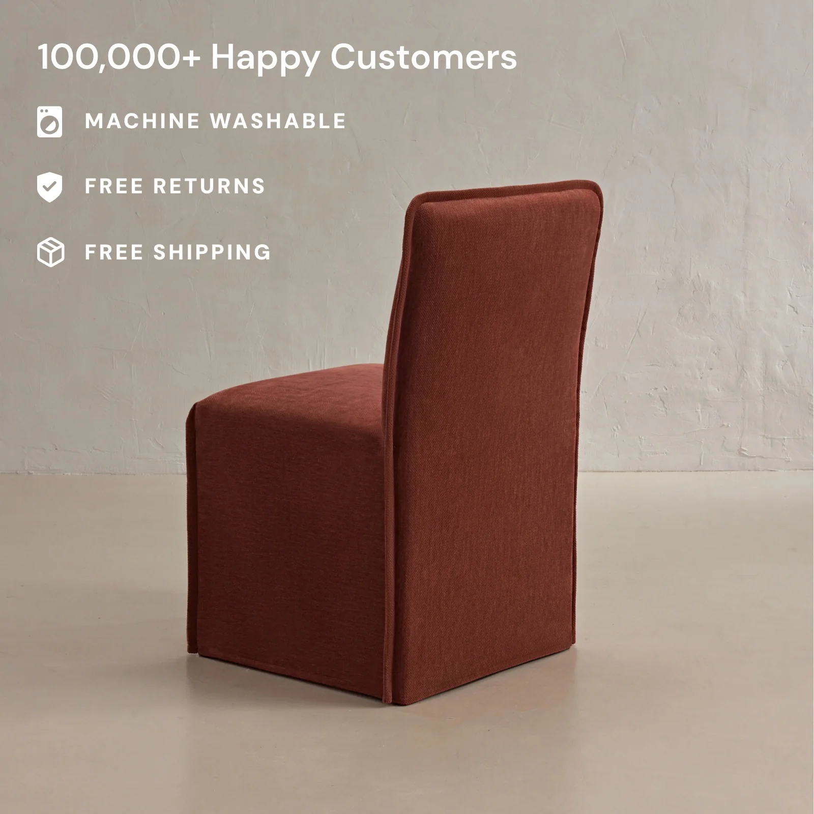 Washable Upholstered Dining Chair | 15" Back Height in Rust (Set of 2) - Image 2