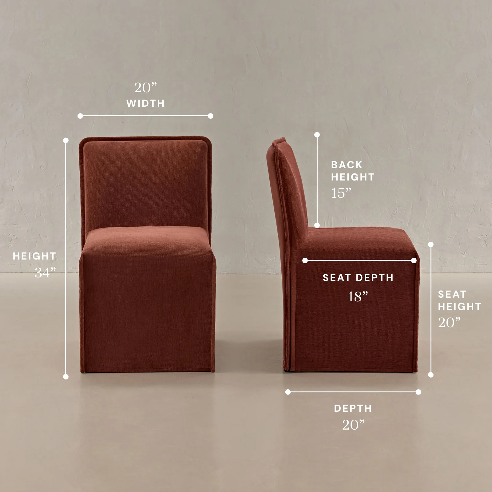 Washable Upholstered Dining Chair | 15" Back Height in Rust (Set of 2) - Image 5