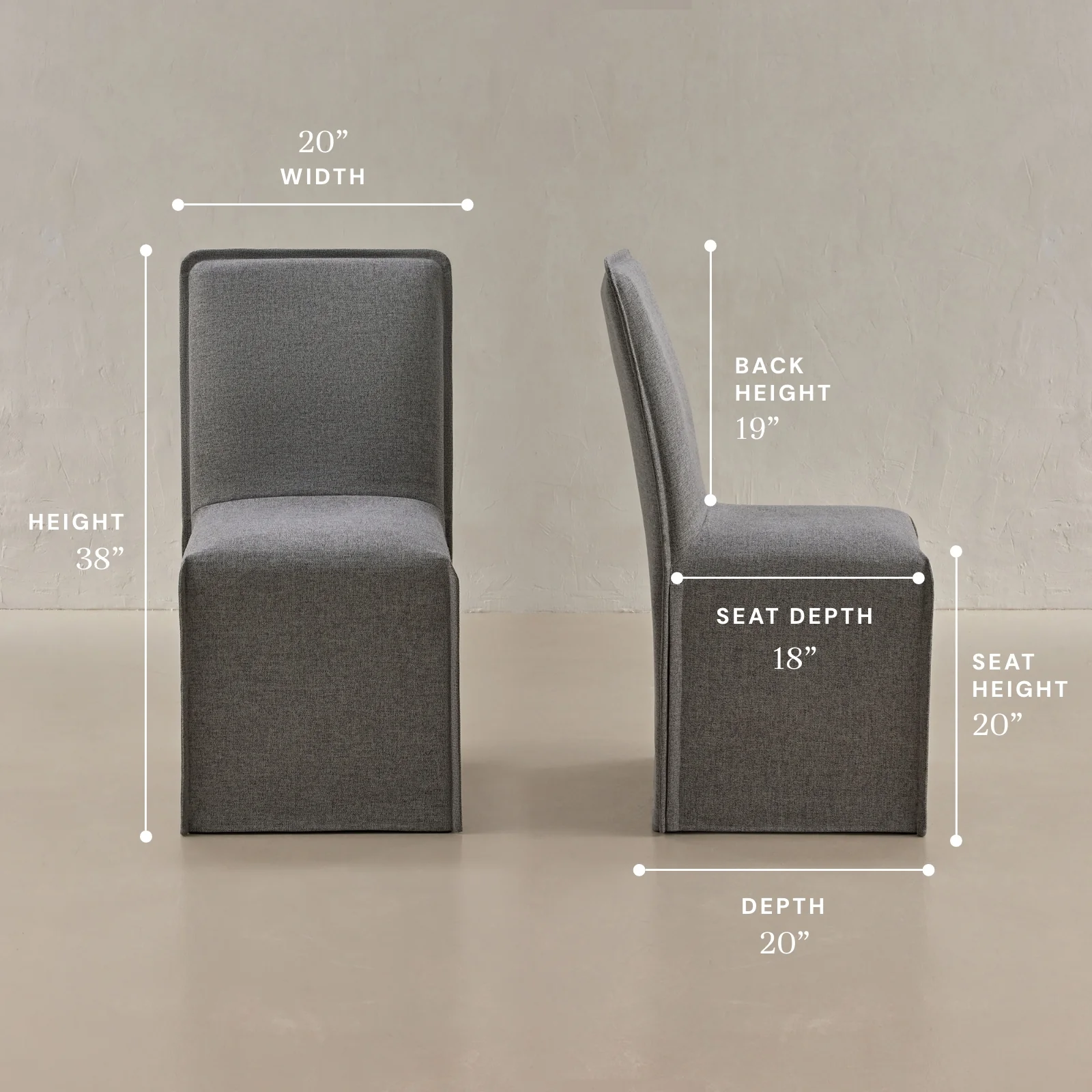 Washable Upholstered Dining Chair | 19” Back Height in Ash (Set of 2) - Image 5