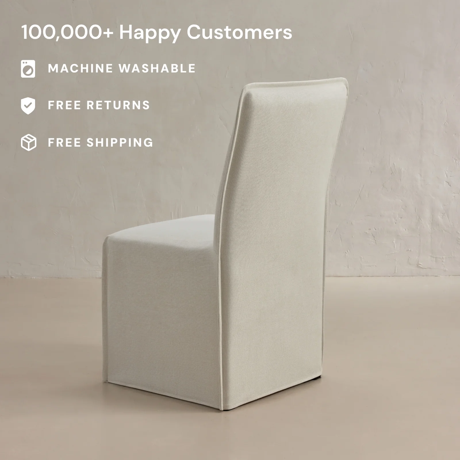 Washable Upholstered Dining Chair | 19” Back Height in Eggshell - Image 2