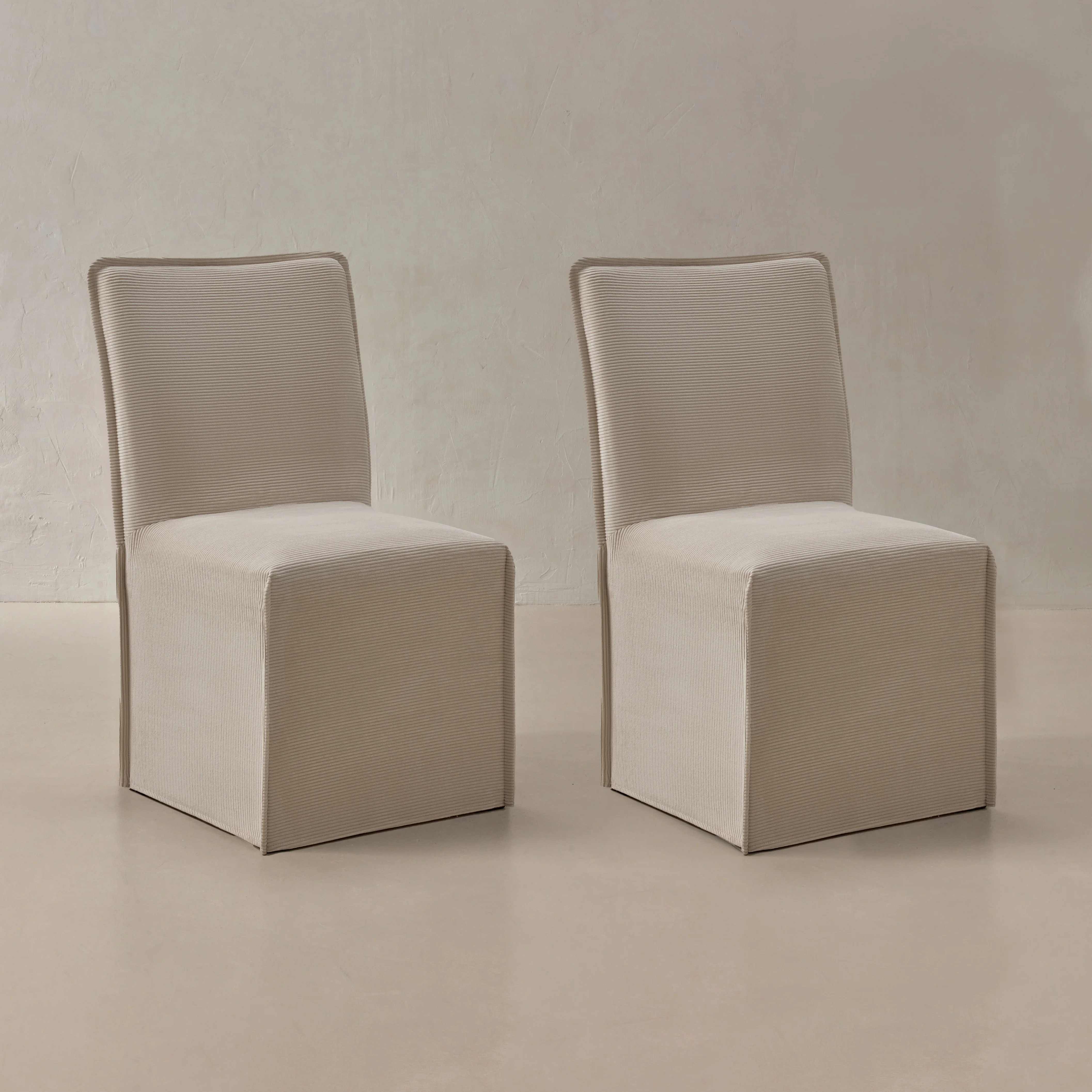 Washable Upholstered Dining Chair | 19” Back Height in Milk (Set of 2)
