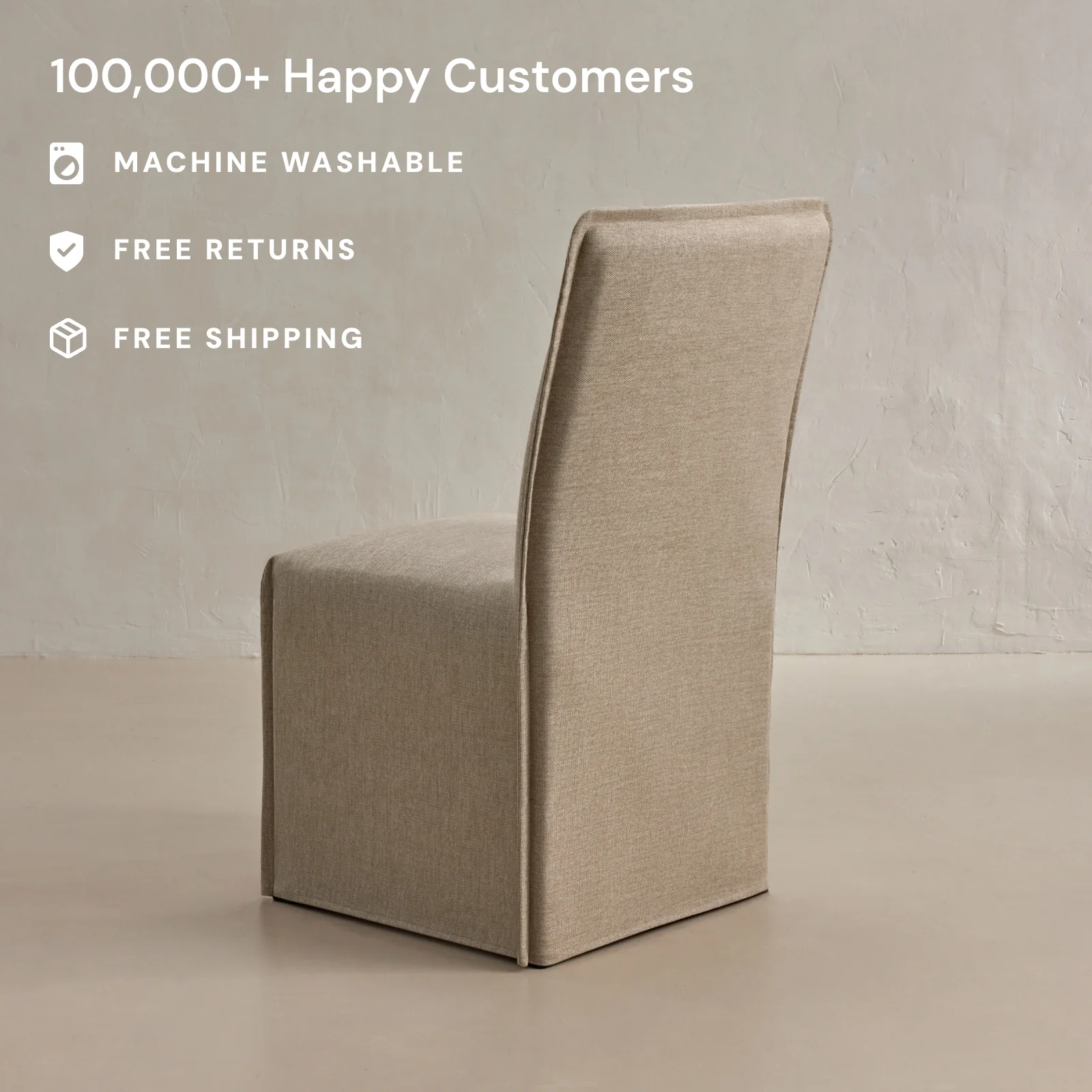 Washable Upholstered Dining Chair | 19” Back Height in Oat - Image 2