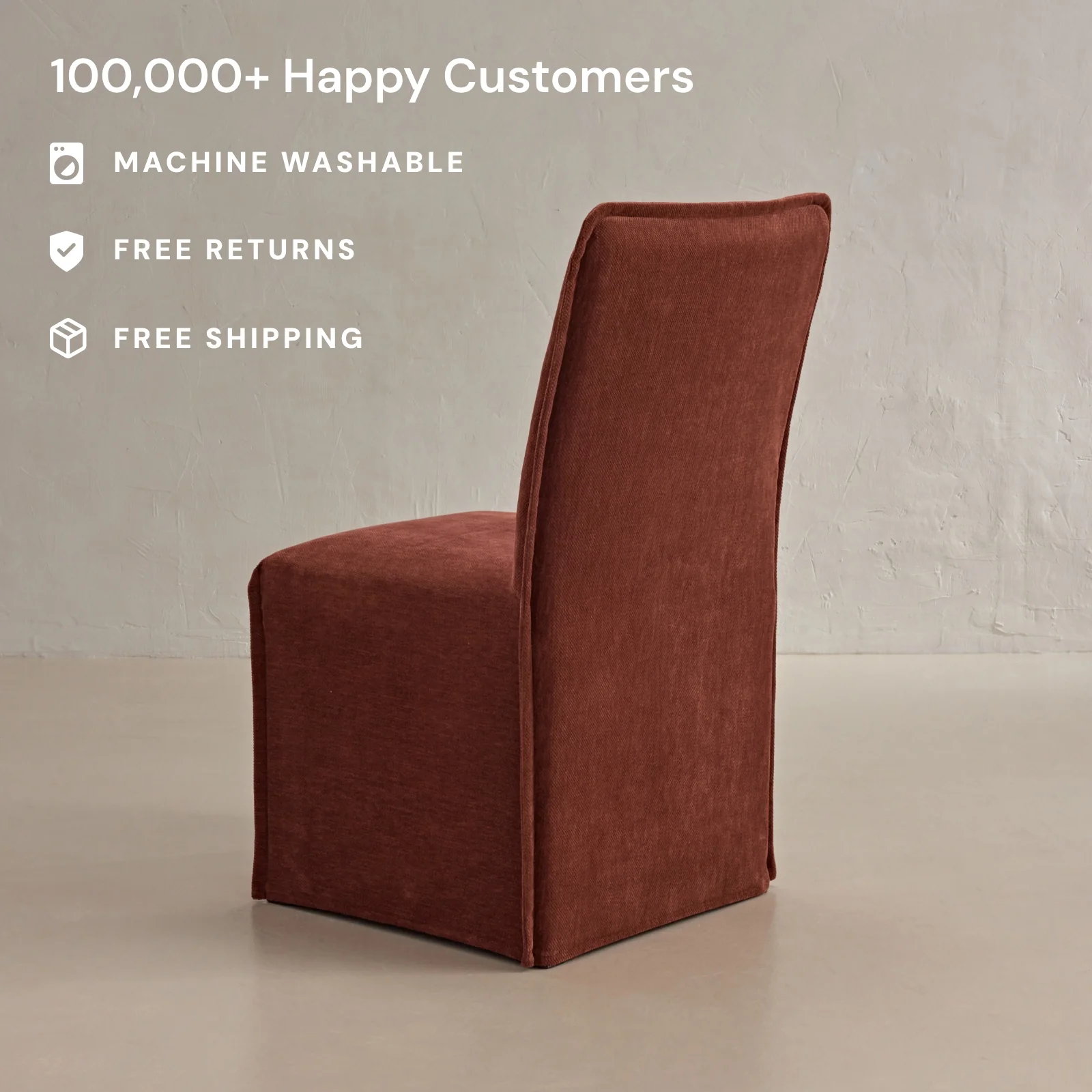 Washable Upholstered Dining Chair | 19” Back Height in Rust - Image 2
