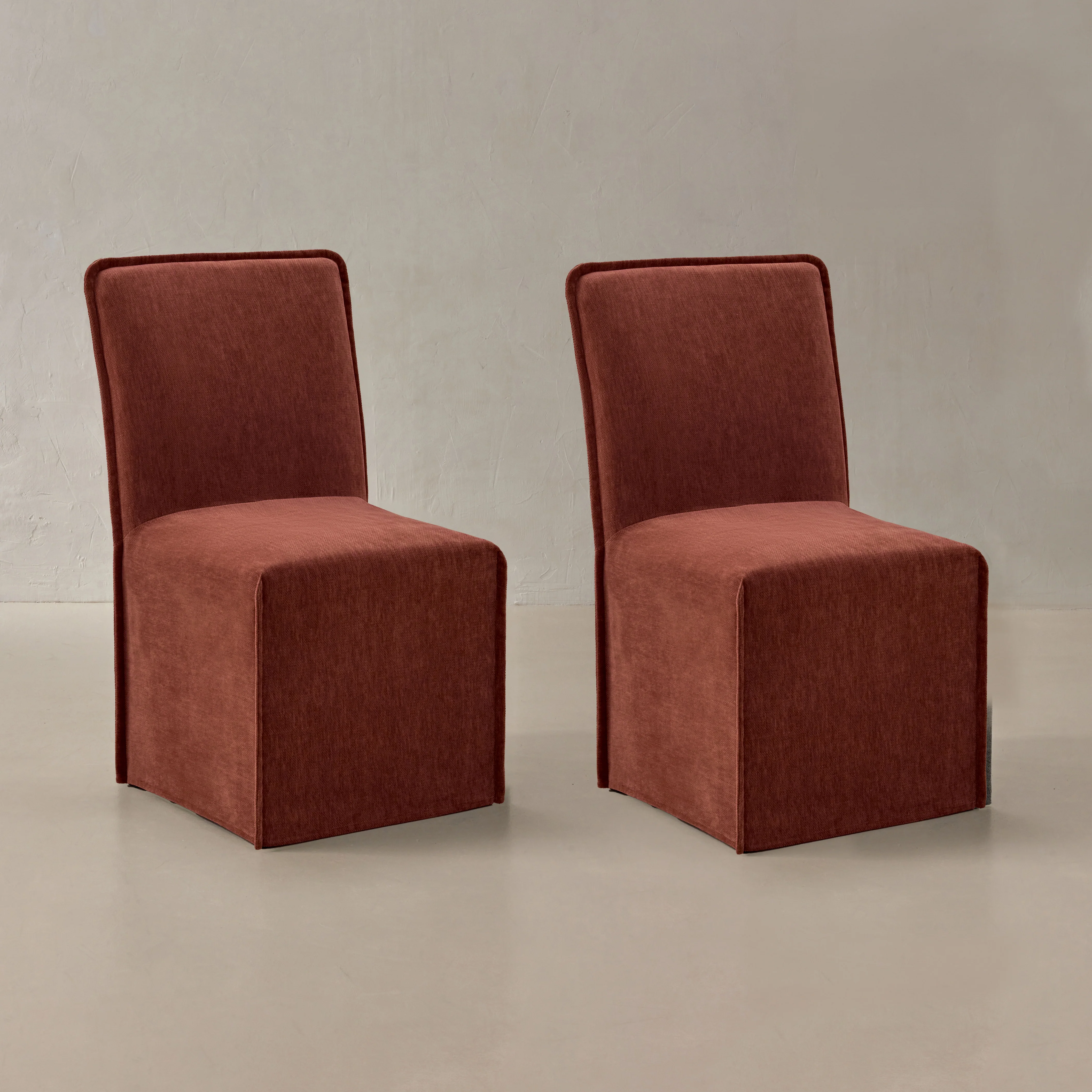 Washable Upholstered Dining Chair | 19” Back Height in Rust (Set of 2)
