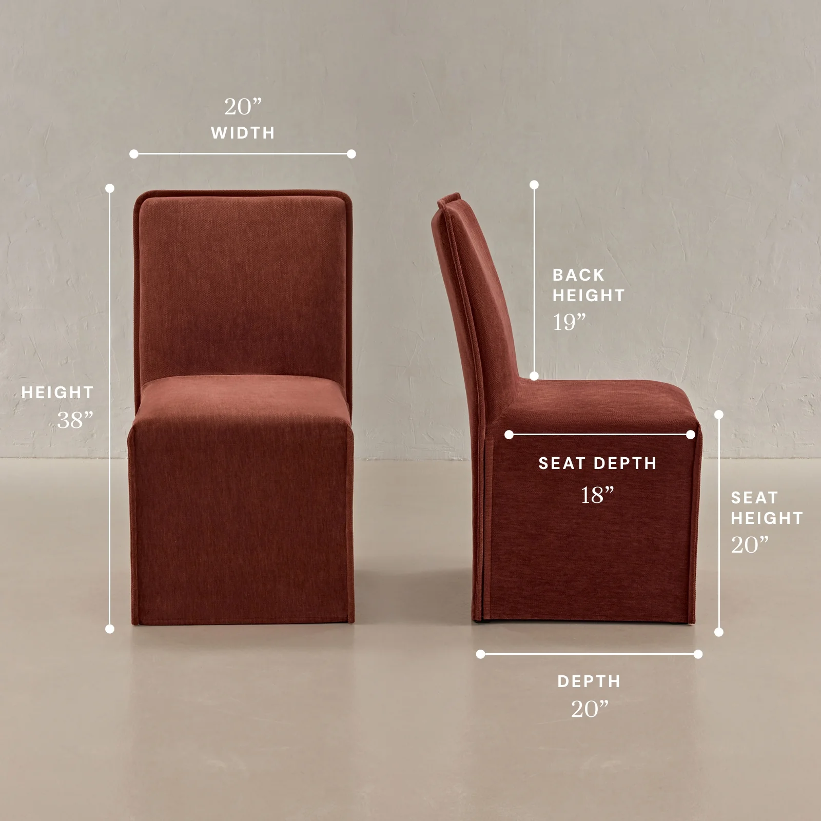 Washable Upholstered Dining Chair | 19” Back Height in Rust (Set of 2) - Image 5